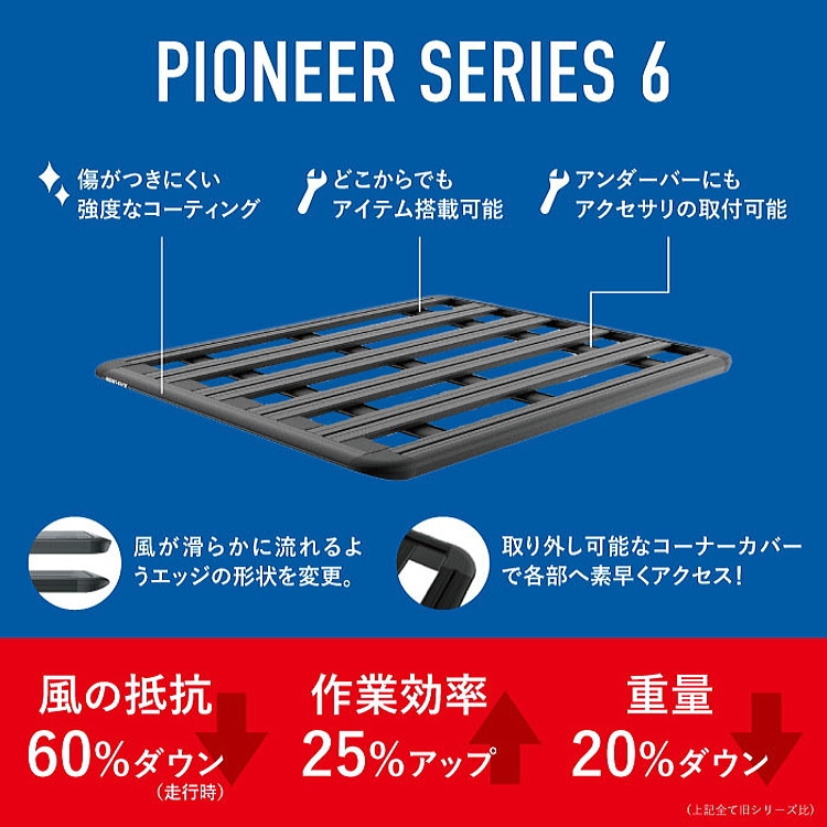 RHINO-RACK ライノラック PIONEER 6 PLATFORM (1500mm x 1240mm) WITH RCL LEGS ジープ  グランドチェロキーL / コンパス フラッシュレール付き 取り付けキット JC-01841